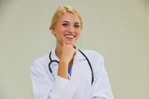 medical professional in hormone, blood testing