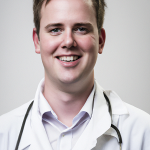 a professional and visually appealing image of a young happy smiling caucasian doctor with white teeth 560 300x300