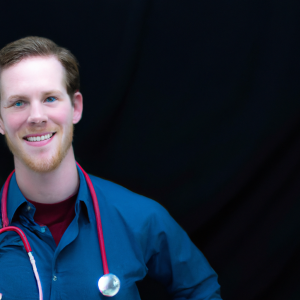 a professional and visually appealing image of a young happy smiling caucasian doctor with white teeth 883 300x300