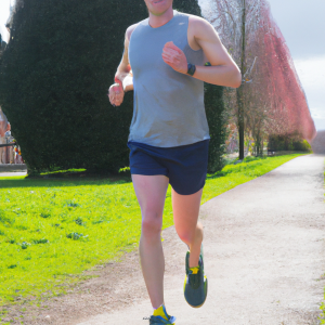 a professional appealing image of a caucasian man or woman jogging on a sunny day 172 300x300