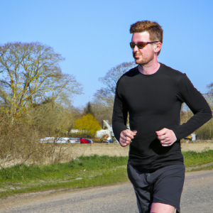 a professional appealing image of a caucasian man or woman jogging on a sunny day 684 300x300