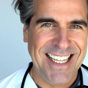 a professional and visually appealing good looking and atheletic image of a 35 to 45 year old happy smiling male caucasian doctor with white teeth 358 300x300