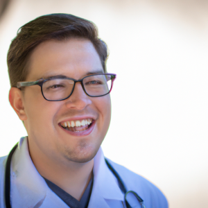 a professional and visually appealing image of a young happy smiling caucasian doctor with white teeth 615 300x300