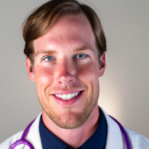 a professional and visually appealing image of a young happy smiling caucasian doctor with white teeth 963 300x300
