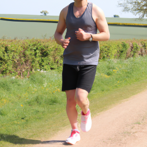 a professional appealing image of a caucasian man or woman jogging on a sunny day 206 300x300